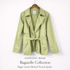 Bagatelle Collection Sage Green Belted Trench Jacket Size L